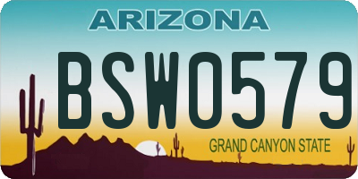 AZ license plate BSW0579