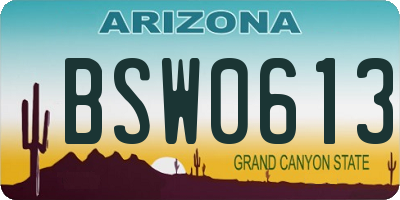 AZ license plate BSW0613
