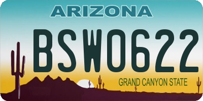 AZ license plate BSW0622