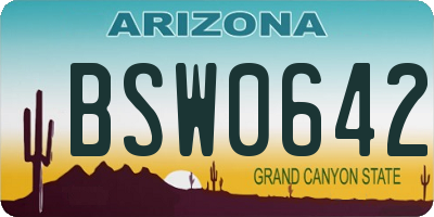 AZ license plate BSW0642