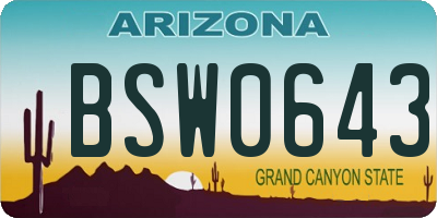 AZ license plate BSW0643