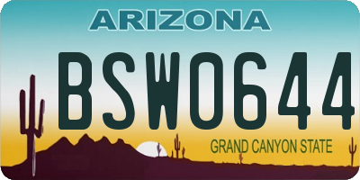 AZ license plate BSW0644