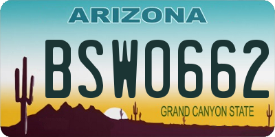 AZ license plate BSW0662