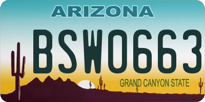 AZ license plate BSW0663