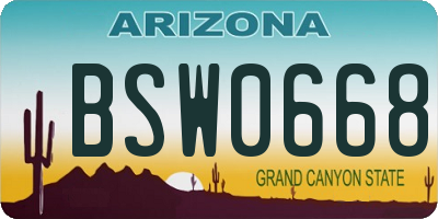 AZ license plate BSW0668