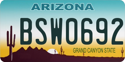 AZ license plate BSW0692