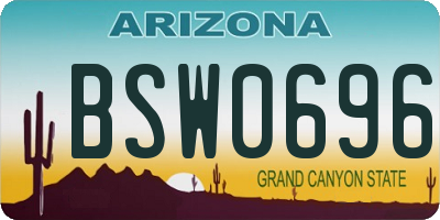 AZ license plate BSW0696