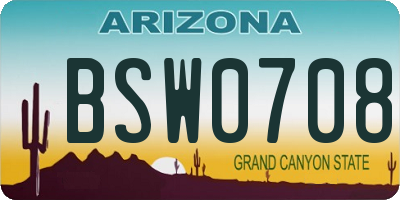 AZ license plate BSW0708