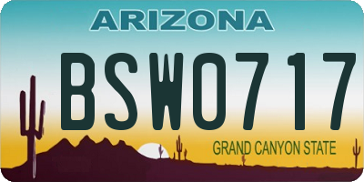 AZ license plate BSW0717