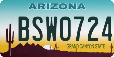 AZ license plate BSW0724