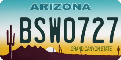 AZ license plate BSW0727