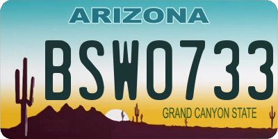 AZ license plate BSW0733