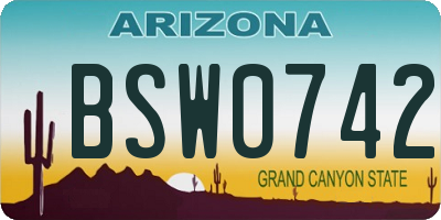 AZ license plate BSW0742