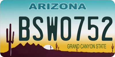 AZ license plate BSW0752