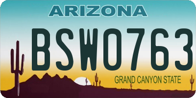 AZ license plate BSW0763