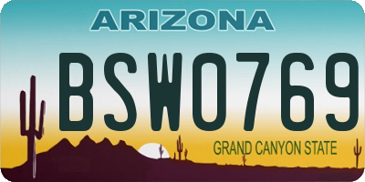 AZ license plate BSW0769