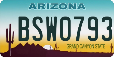 AZ license plate BSW0793