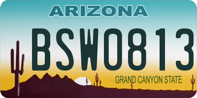 AZ license plate BSW0813