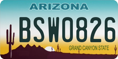AZ license plate BSW0826