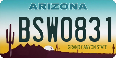 AZ license plate BSW0831