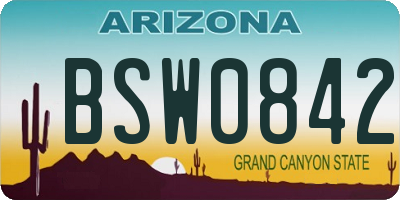 AZ license plate BSW0842