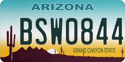 AZ license plate BSW0844