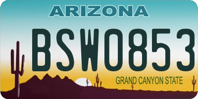 AZ license plate BSW0853