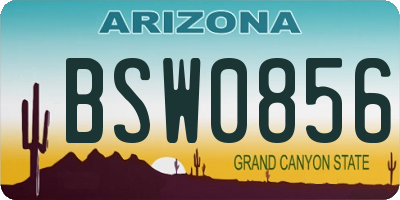 AZ license plate BSW0856