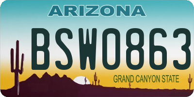 AZ license plate BSW0863