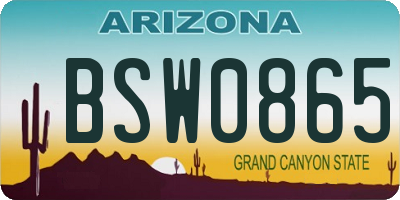 AZ license plate BSW0865