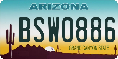 AZ license plate BSW0886