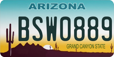 AZ license plate BSW0889