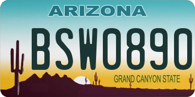 AZ license plate BSW0890