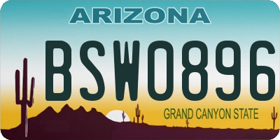 AZ license plate BSW0896