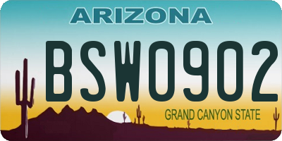 AZ license plate BSW0902
