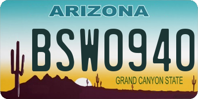 AZ license plate BSW0940