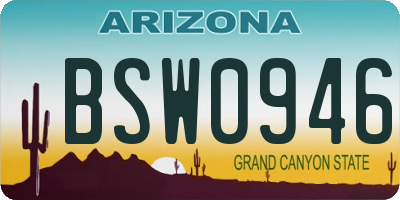 AZ license plate BSW0946