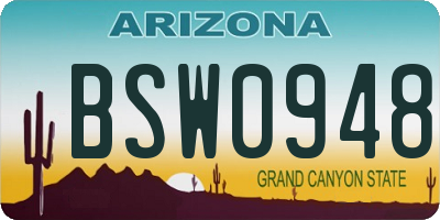 AZ license plate BSW0948