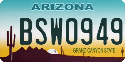 AZ license plate BSW0949