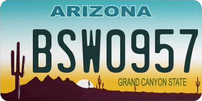 AZ license plate BSW0957