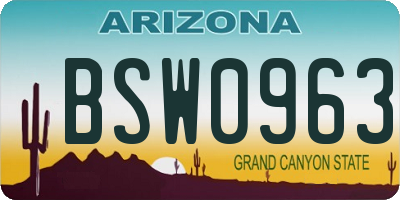 AZ license plate BSW0963