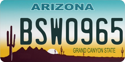 AZ license plate BSW0965