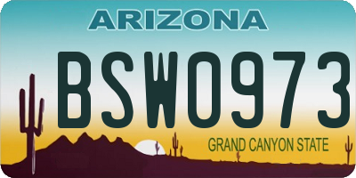 AZ license plate BSW0973