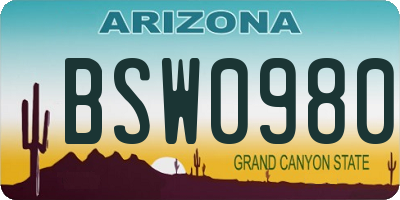 AZ license plate BSW0980