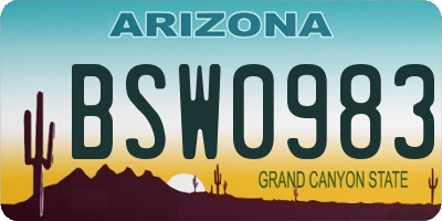 AZ license plate BSW0983