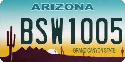 AZ license plate BSW1005