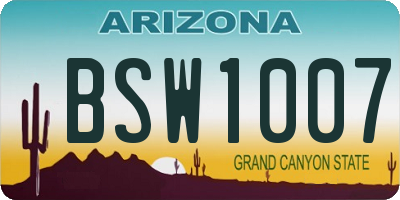 AZ license plate BSW1007