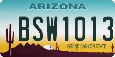 AZ license plate BSW1013