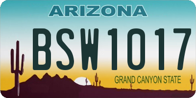 AZ license plate BSW1017