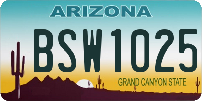 AZ license plate BSW1025